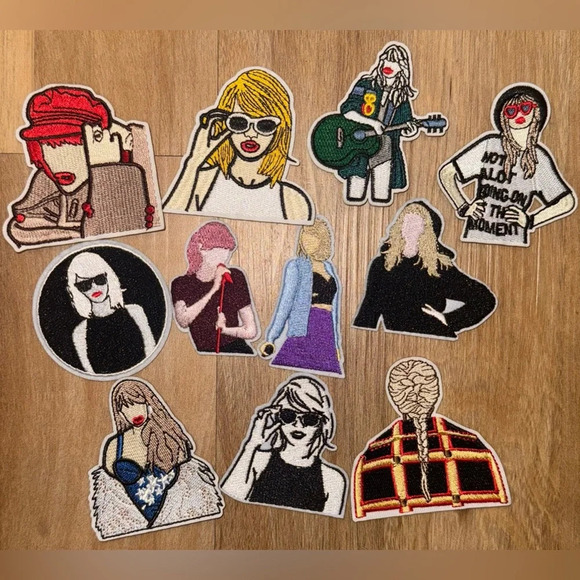 TAYLOR SWIFT SWIFTIE SET OF IRON ON PATCHES ERAS TOUR POETS 1989 SHOWGIRL - Picture 1 of 1